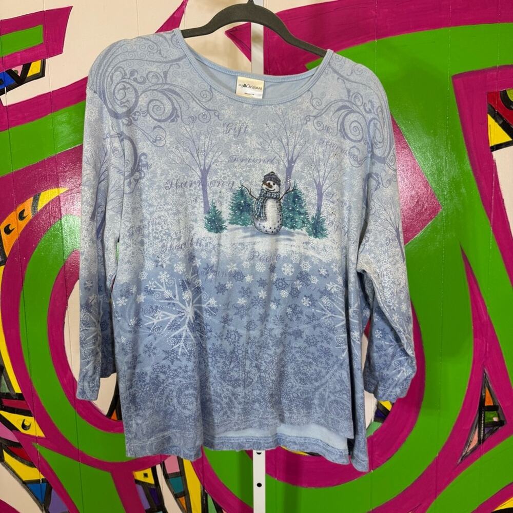 My Christmas, Snowman Winter Wonderland Top. Size 2X. In good used condition!